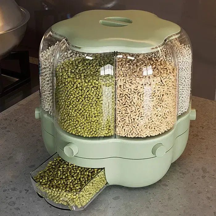 Distributeur de céréales rotatif 6 compartiments – Stockage pratique & hermétique